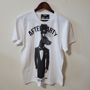 NEW DOMREBEL Size M After Party In the Hotel Lobby Graphic-Print White T-Shirt
